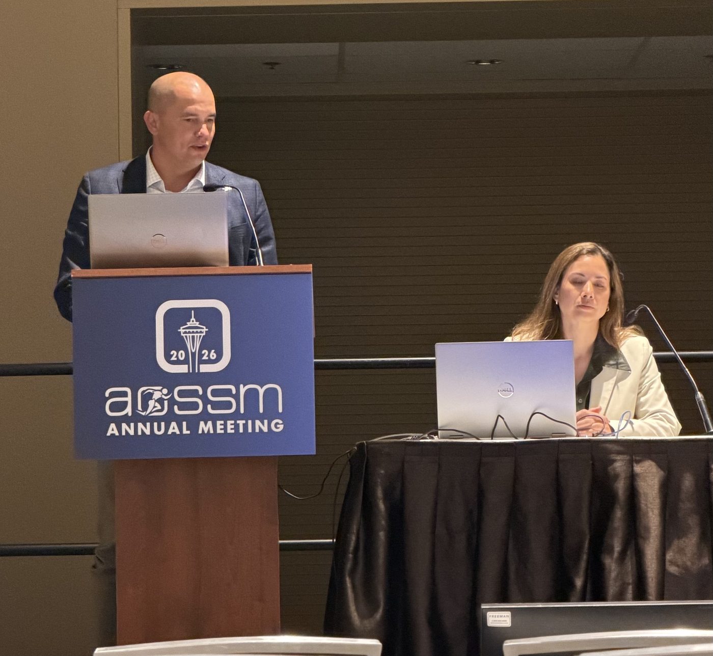 Dr. Gwathmey speaking at the 2026 AOSSM Annual Meeting