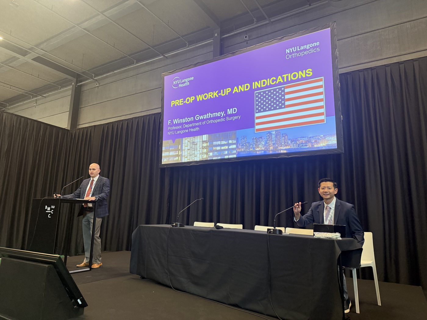 Dr. Gwathmey presenting on pre-operative work-up and indications at ISHA 2026, the International Hip Preservation Society meeting in Bruges, Belgium